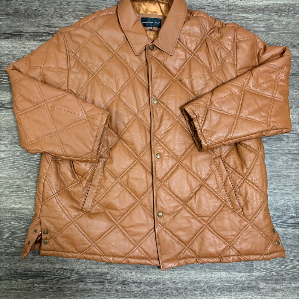 Giorgio Brutini Tan Quilted Leather Jacket